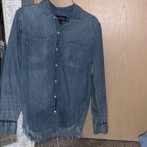 Lucky Brand Distressed jean button shirt / jacket